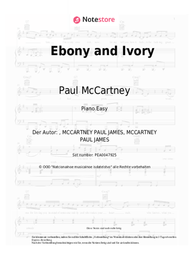 Noten, Akkorde Paul McCartney, Stevie Wonder - Ebony and Ivory