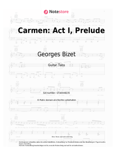 Noten, Akkorde Georges Bizet - Carmen: Act I, Prelude