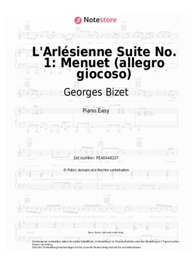 Noten, Akkorde Georges Bizet - L'Arlésienne Suite No. 1: Menuet (allegro giocoso)