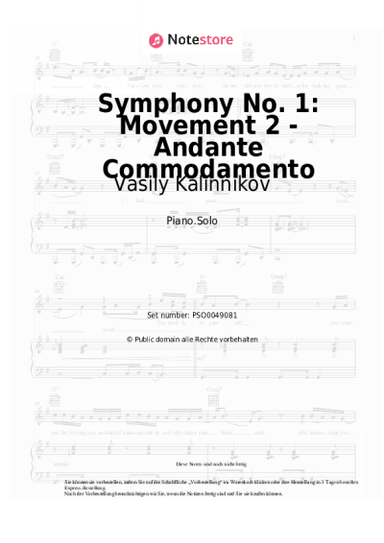 undefined Vasily Kalinnikov - Symphony No. 1: Movement 2 - Andante Commodamento