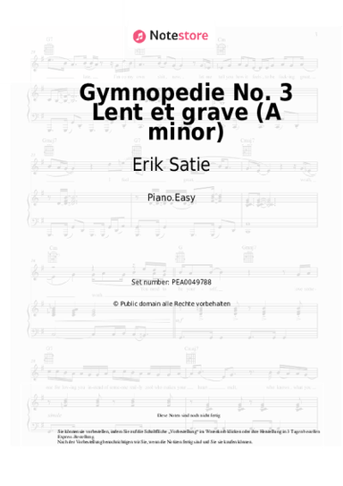 undefined Erik Satie - Gymnopedie No.3 Lent et grave (A minor)