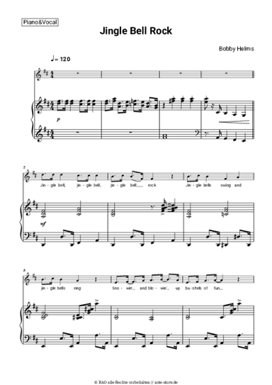 Noten, Akkorde Bobby Helms, Christmas carol - Jingle Bell rock