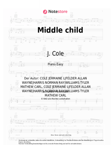 Noten, Akkorde J. Cole - Middle child