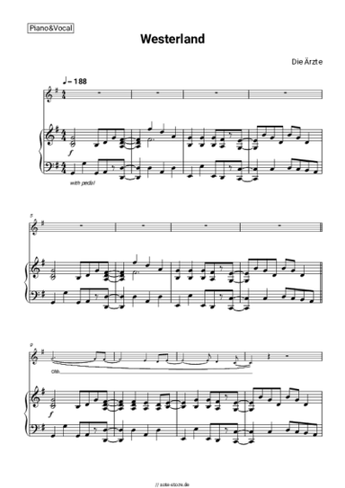 Noten, Akkorde Die Arzte - Westerland