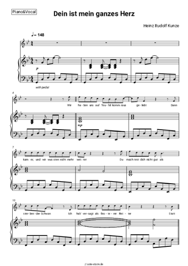 Noten, Akkorde Heinz Rudolf Kunze - Dein ist mein ganzes Herz