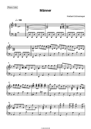 Noten, Akkorde Herbert Grönemeyer - Männer