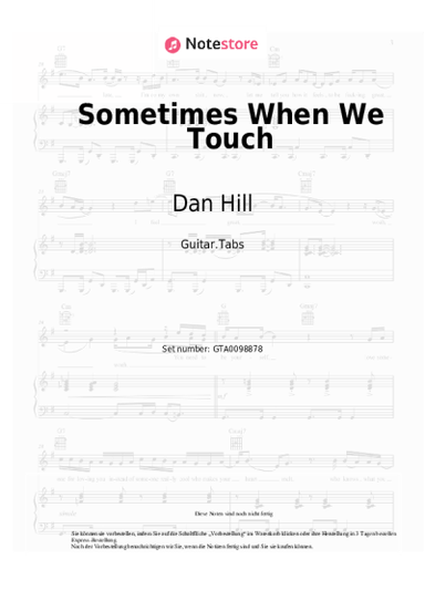 Noten, Akkorde Dan Hill - Sometimes When We Touch