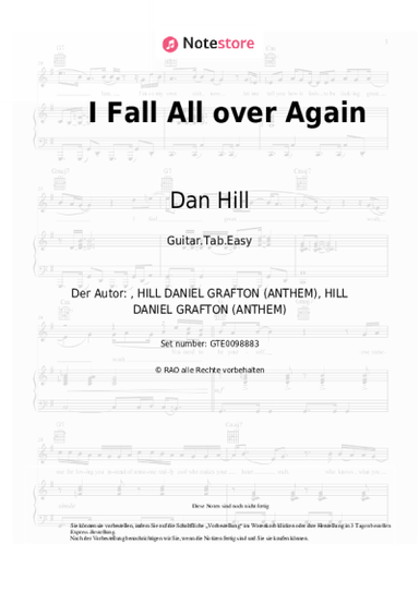 Noten, Akkorde Dan Hill - I Fall All over Again