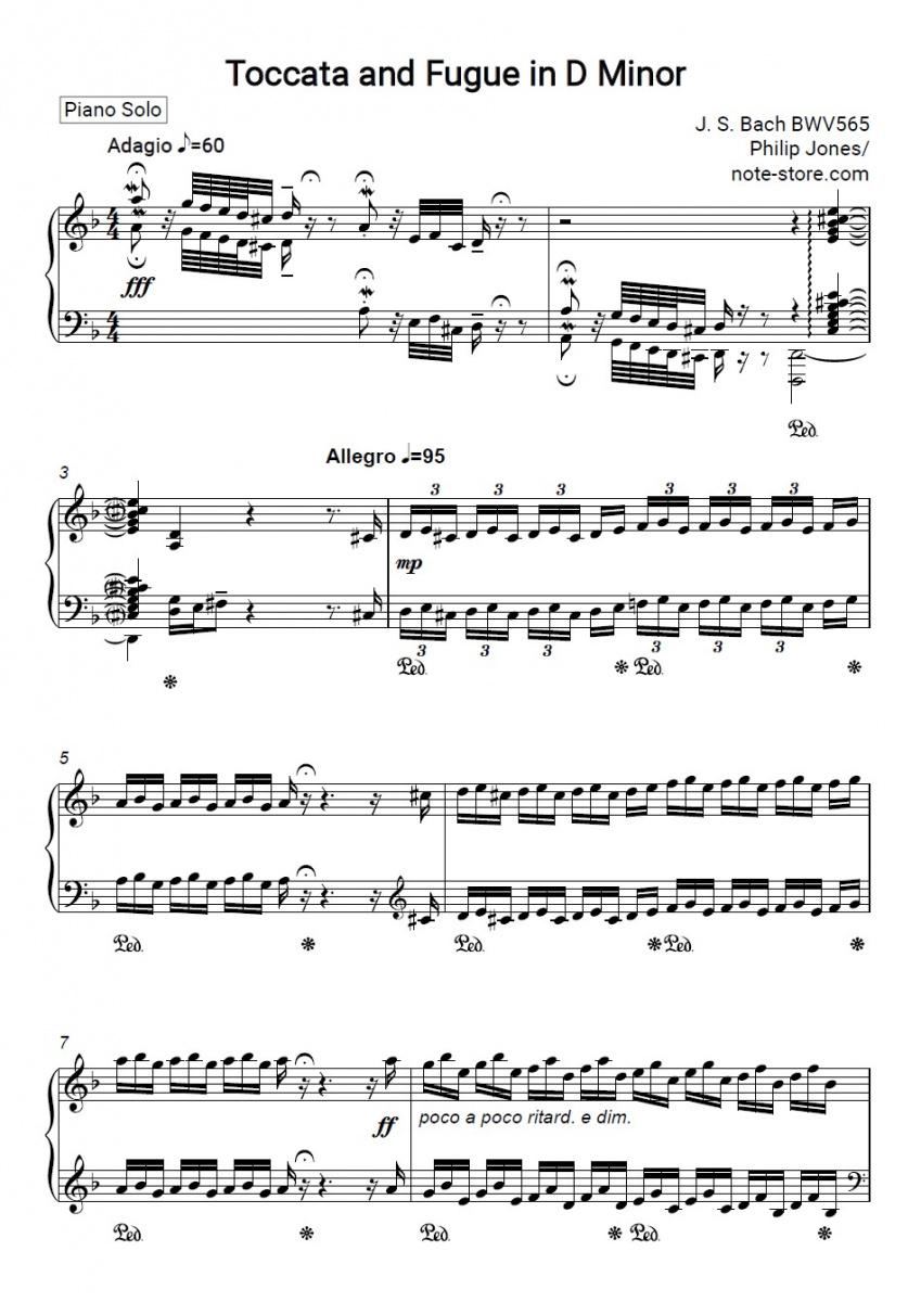 Noten Johann Sebastian Bach - Toccata and Fugue in D Minor (BWV 565) - Klavier.Solo