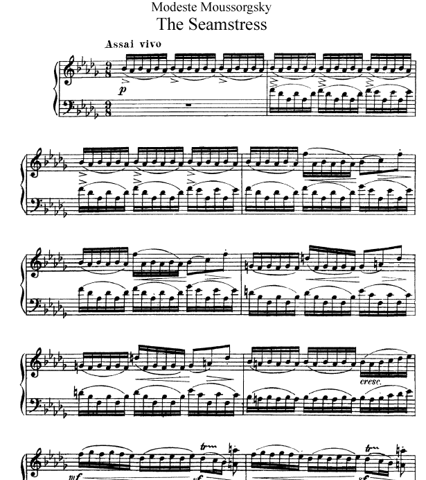 Noten Modest Mussorgsky - Скерцо «Швея» - Klavier.Solo