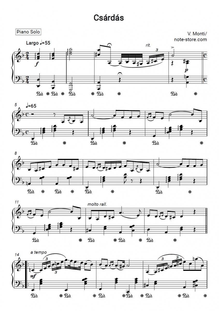 Noten Vittorio Monti - Chardash - Klavier.Solo