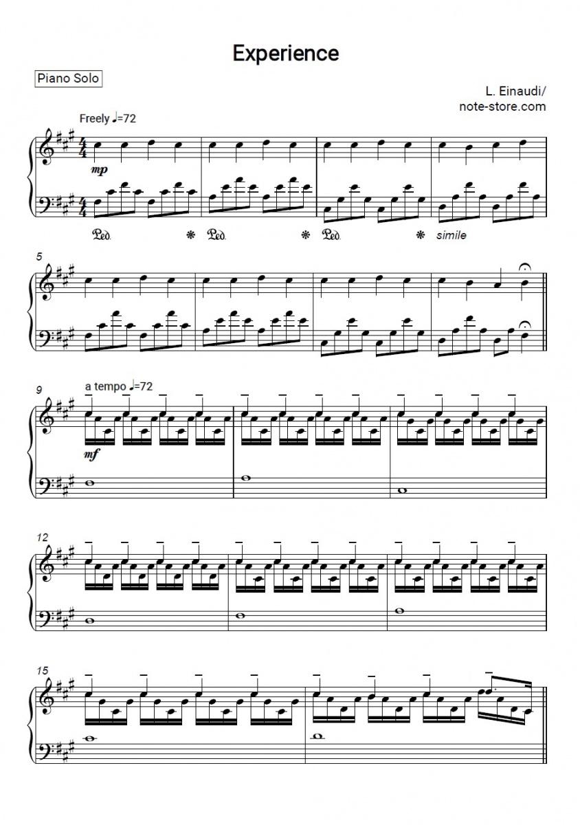 Noten Ludovico Einaudi - Experience - Klavier.Solo