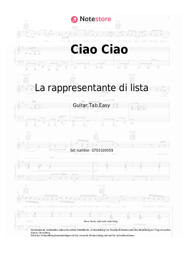 Einfache Tabs La rappresentante di lista - Ciao Ciao - Gitarre.Tabs.Easy