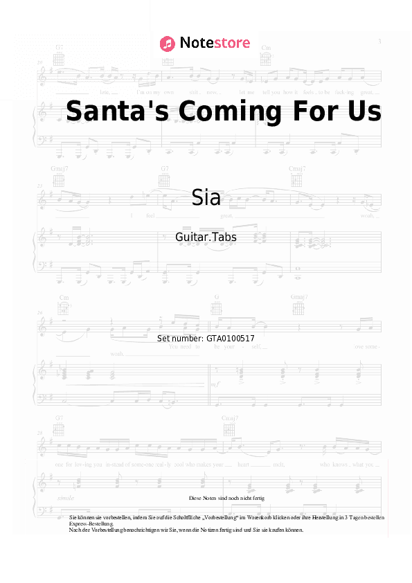 Tabs Sia - Santa's Coming For Us - Gitarre.Tabs