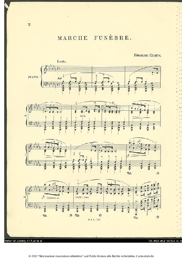 Noten Frederic Chopin - Sonata No.2, Op.35, Funeral March, 3rd Movement - Klavier.Solo
