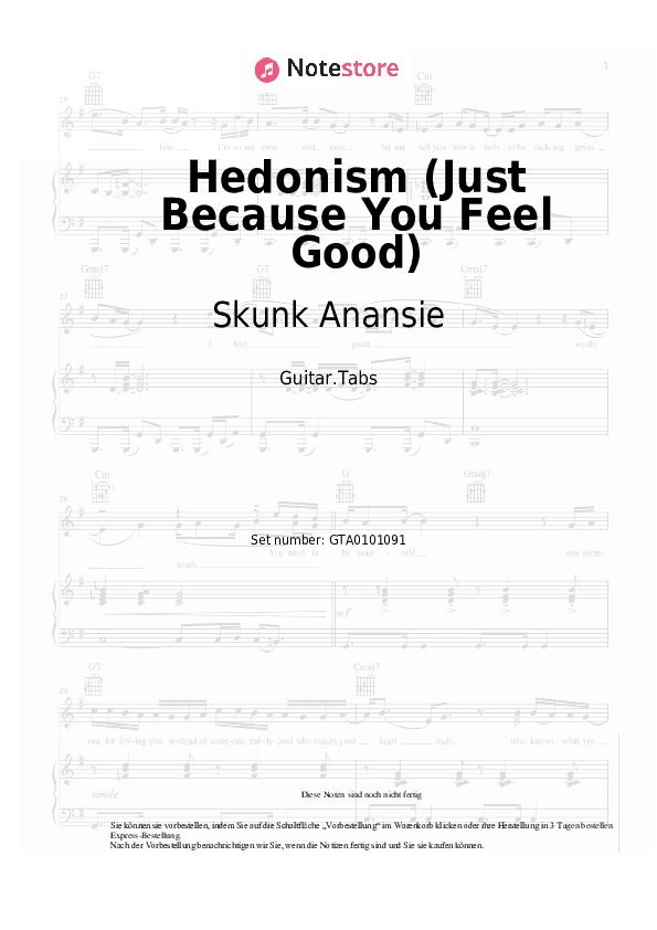 Tabs Skunk Anansie - Hedonism (Just Because You Feel Good) - Gitarre.Tabs