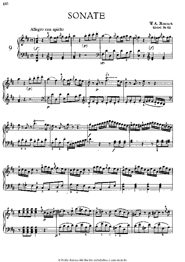 Noten Wolfgang Amadeus Mozart - Sonata №9 - Klavier.Solo