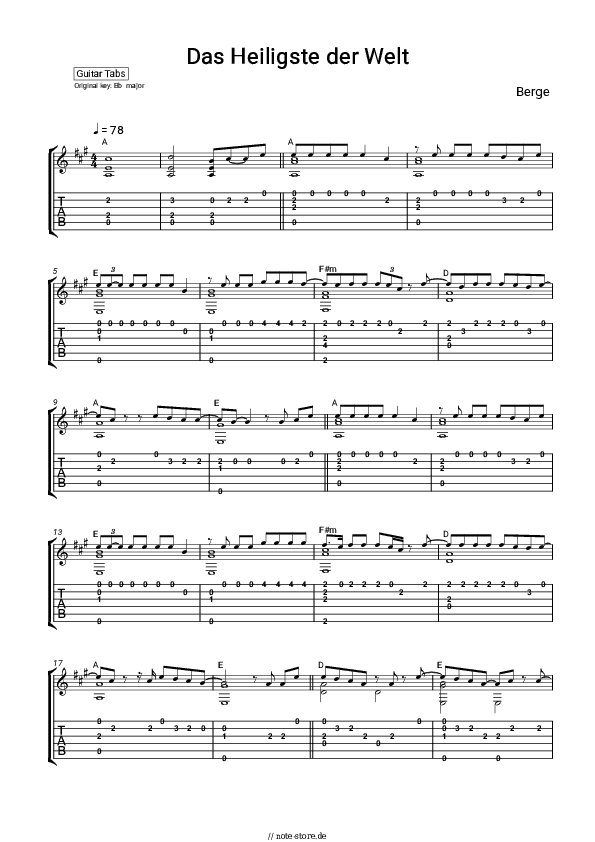 Tabs Berge - Das Heiligste der Welt - Gitarre.Tabs