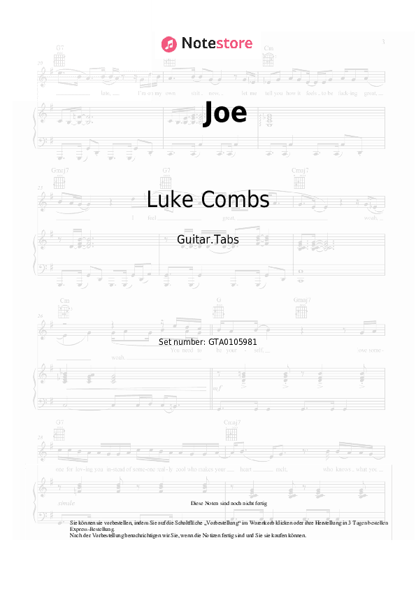 Tabs Luke Combs - Joe - Gitarre.Tabs