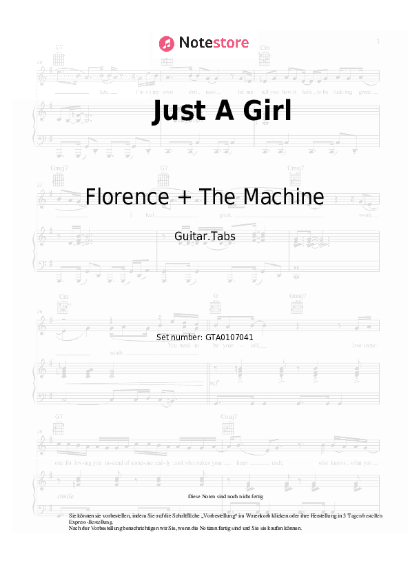 Tabs Florence + The Machine - Just A Girl - Gitarre.Tabs
