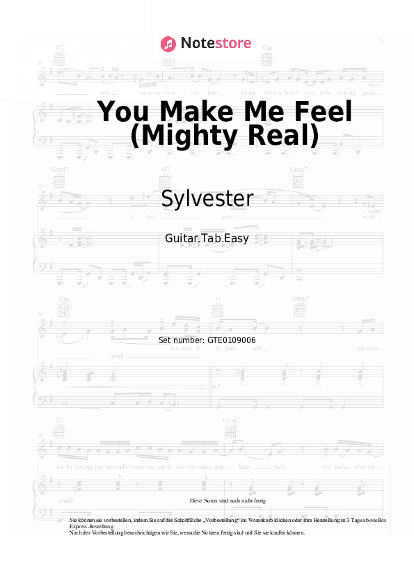 Einfache Tabs Sylvester - You Make Me Feel (Mighty Real) - Gitarre.Tabs.Easy