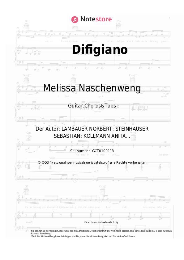 Akkorde Melissa Naschenweng - Difigiano - Gitarren.Akkorde&Tabas