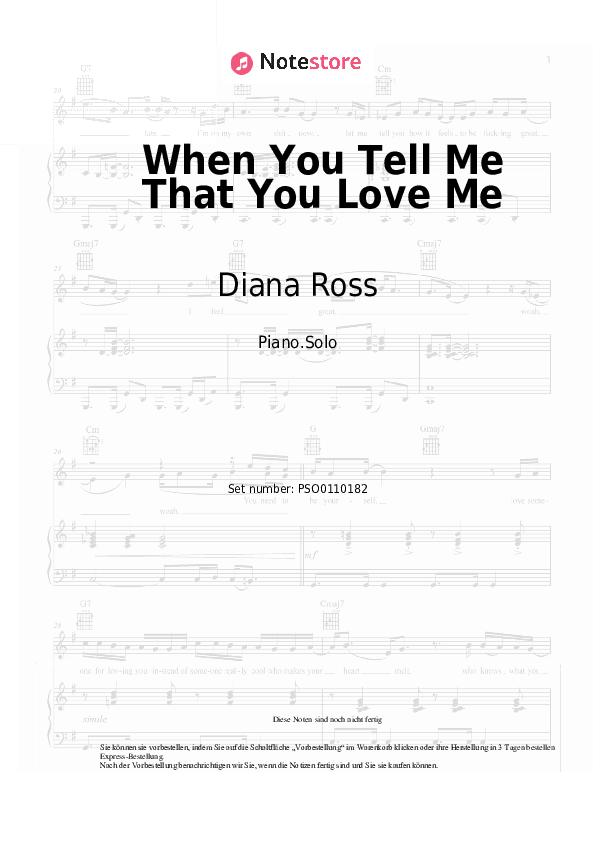 Noten Diana Ross - When You Tell Me That You Love Me - Klavier.Solo