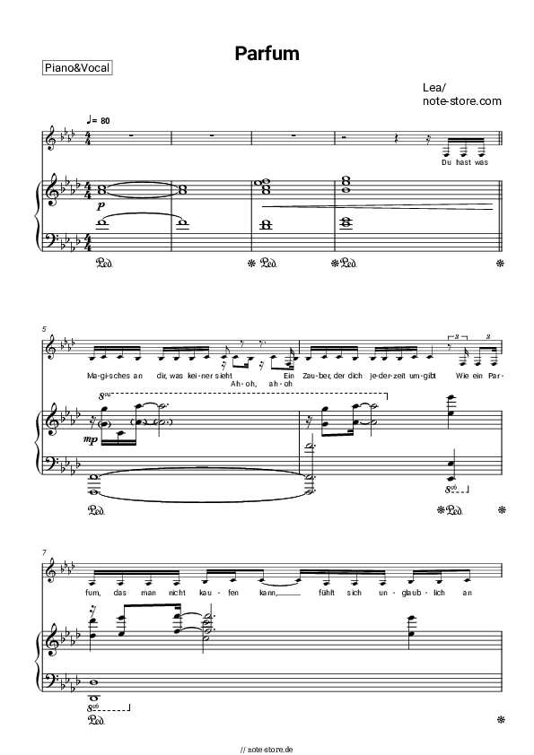 Noten mit Gesang LEA - Parfum - Klavier&Gesang