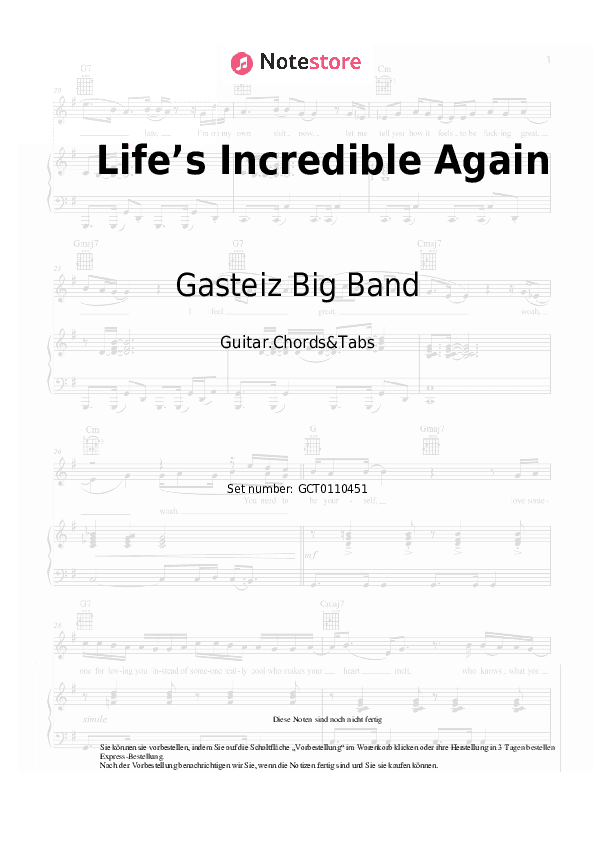 Akkorde Gasteiz Big Band - Life’s Incredible Again - Gitarren.Akkorde&Tabas