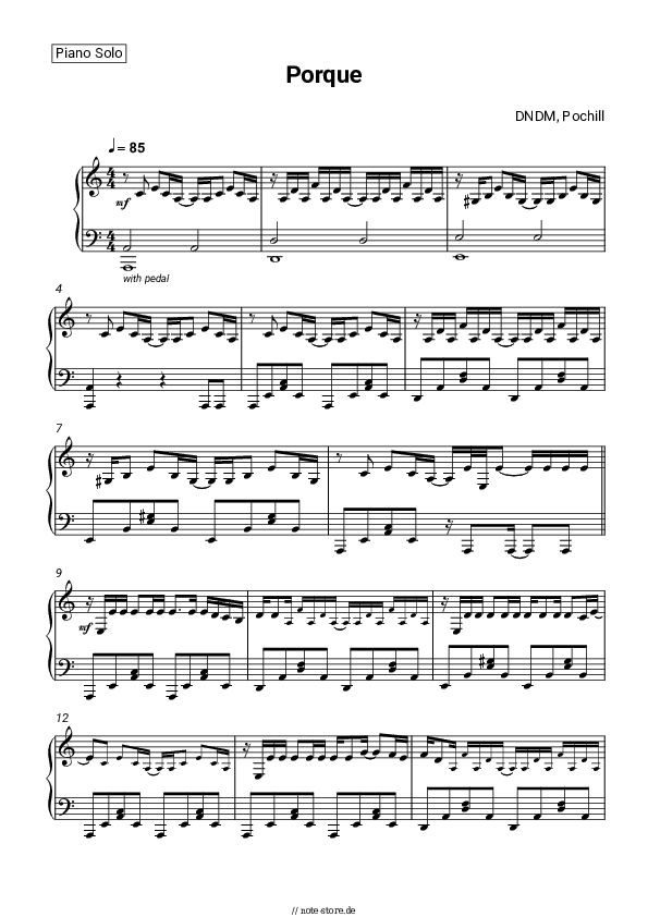 Noten DNDM, Pochill - Porque - Klavier.Solo
