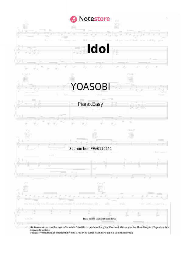 Einfache Noten YOASOBI - Idol - Klavier.Einfach