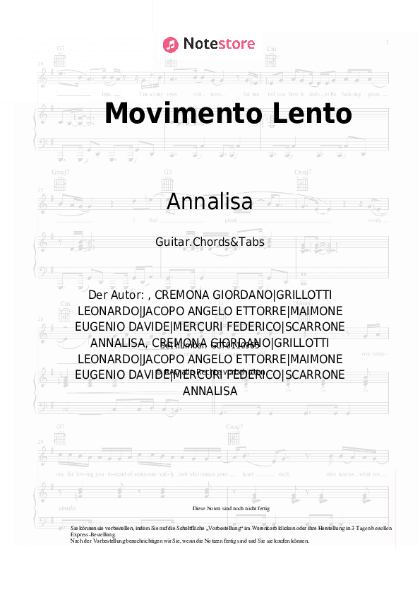Akkorde Annalisa, Federico Rossi - Movimento Lento - Gitarren.Akkorde&Tabas