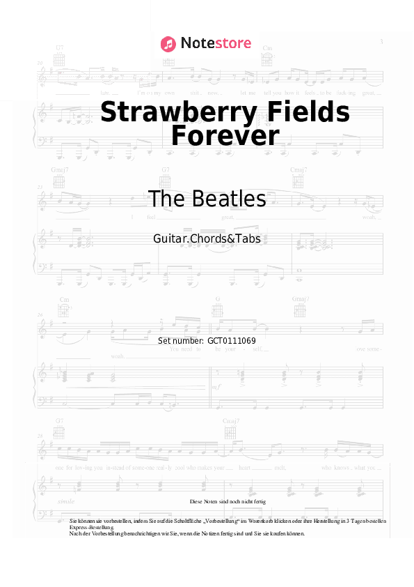 Akkorde The Beatles - Strawberry Fields Forever - Gitarren.Akkorde&Tabas