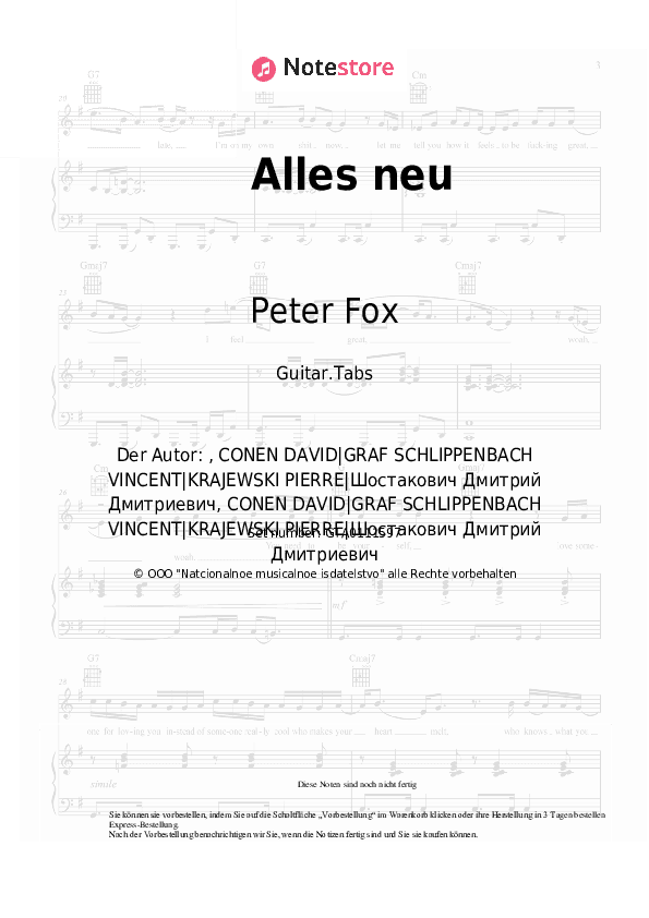 Tabs Peter Fox - Alles neu - Gitarre.Tabs