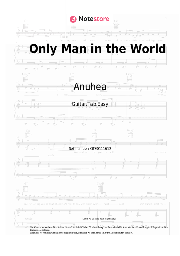Einfache Tabs Anuhea, Tarrus Riley - Only Man in the World - Gitarre.Tabs.Easy