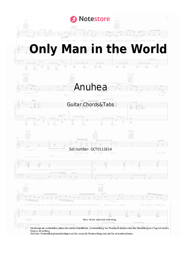 Akkorde Anuhea, Tarrus Riley - Only Man in the World - Gitarren.Akkorde&Tabas