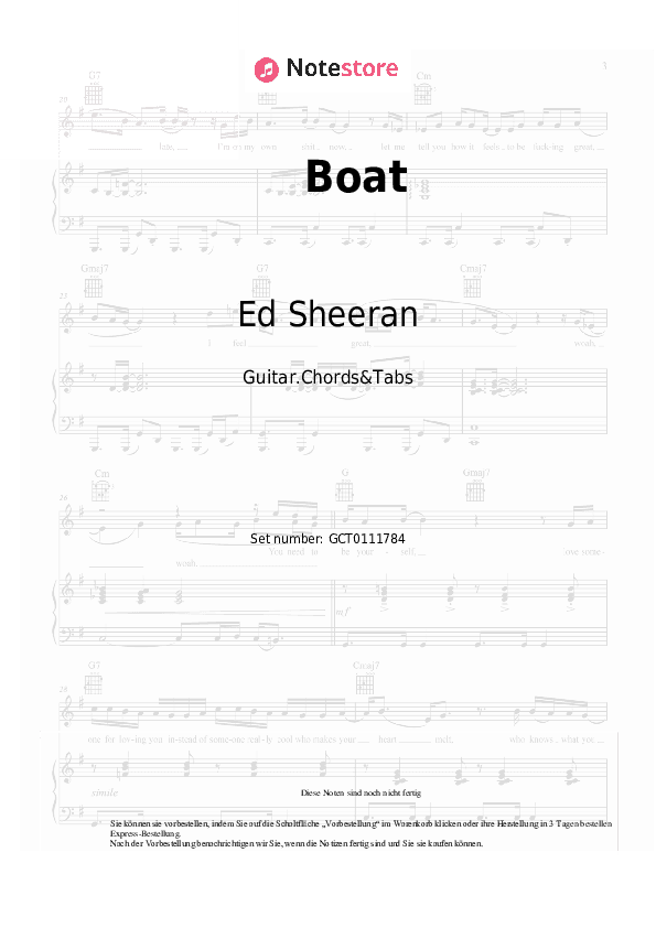 Akkorde Ed Sheeran - Boat - Gitarren.Akkorde&Tabas
