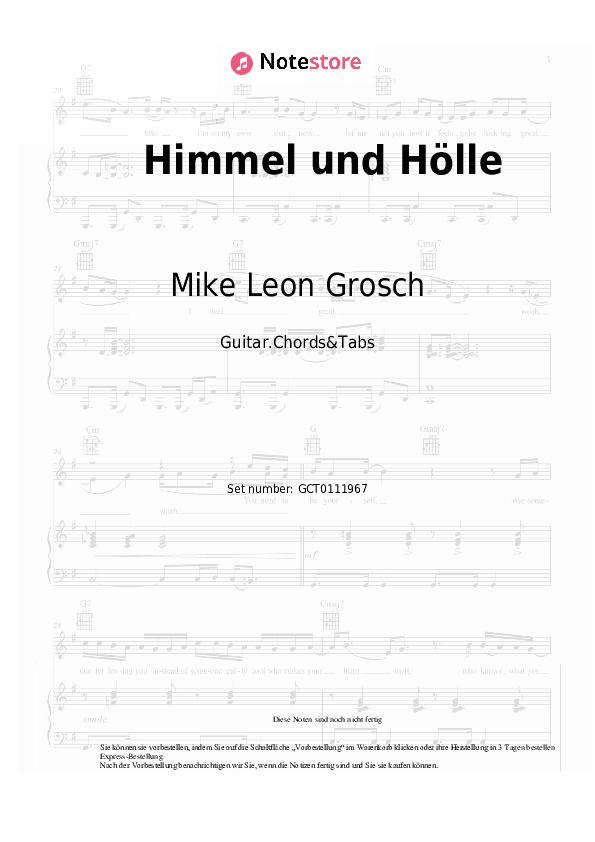 Akkorde Mike Leon Grosch - Himmel und Hölle - Gitarren.Akkorde&Tabas