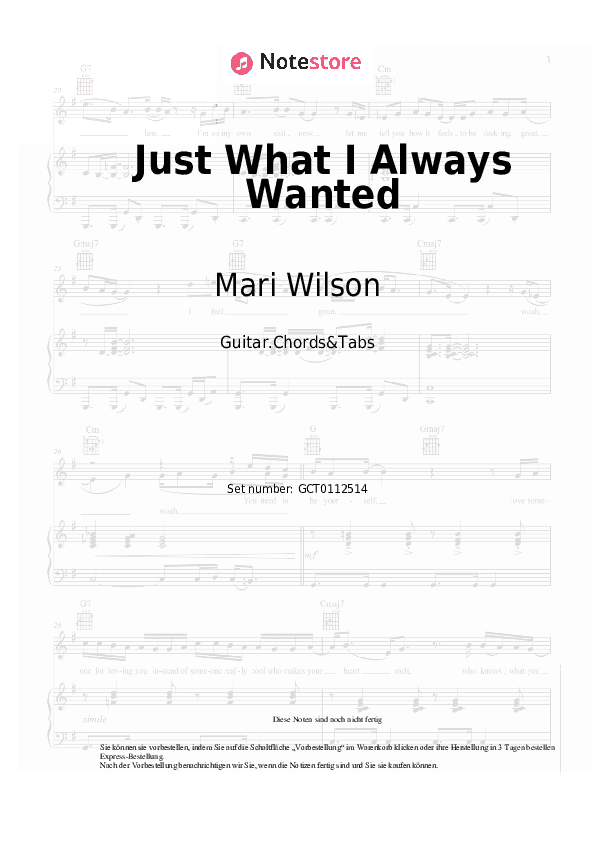 Akkorde Mari Wilson - Just What I Always Wanted - Gitarren.Akkorde&Tabas