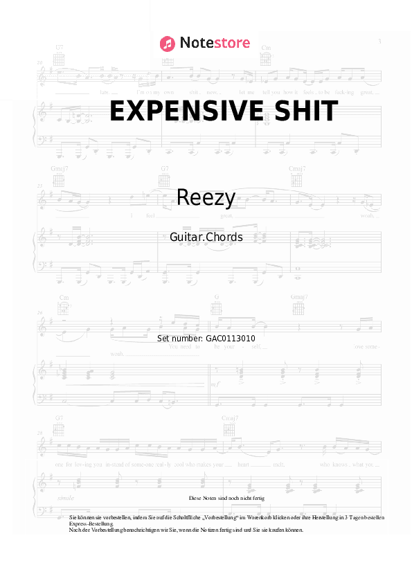 Akkorde Reezy, Luciano - EXPENSIVE SHIT - Gitarre.Akkorde