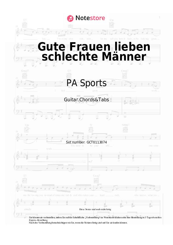 Akkorde PA Sports, Carlota Emilia - Gute Frauen lieben schlechte Männer - Gitarren.Akkorde&Tabas
