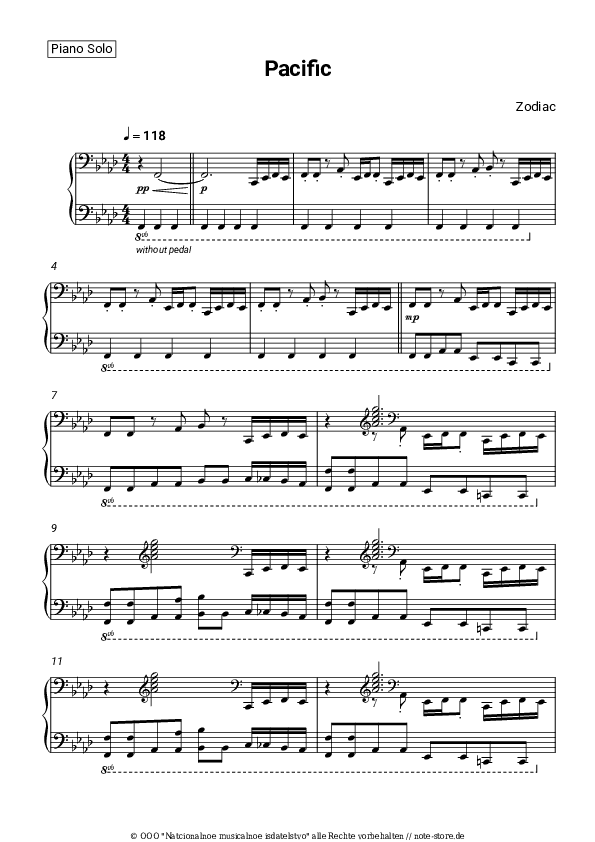 Noten Zodiac - Pacific - Klavier.Solo