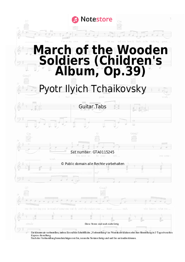 Tabs Pyotr Ilyich Tchaikovsky - March of the Wooden Soldiers (Children's Album, Op.39) - Gitarre.Tabs