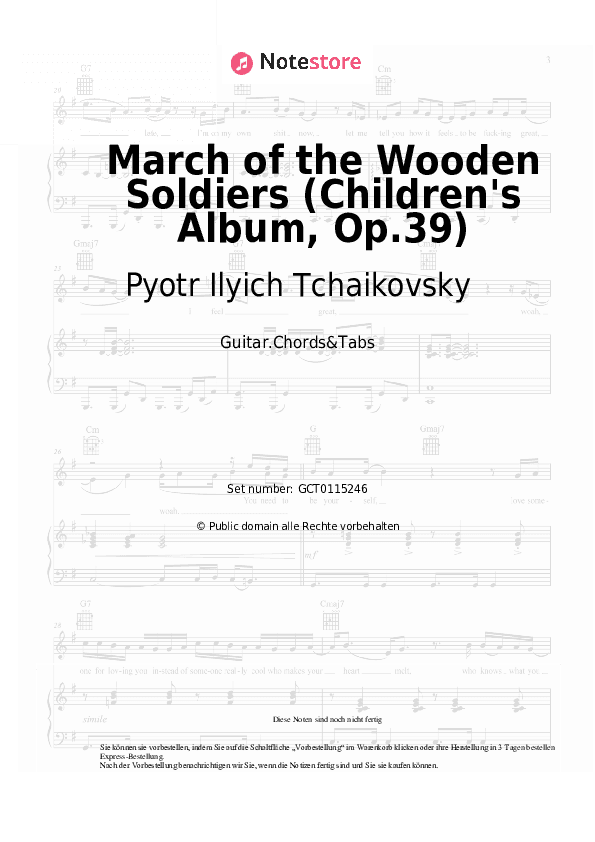 Akkorde Pyotr Ilyich Tchaikovsky - March of the Wooden Soldiers (Children's Album, Op.39) - Gitarren.Akkorde&Tabas
