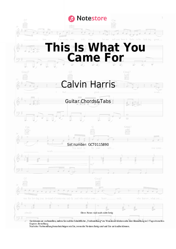Akkorde Calvin Harris, Rihanna - This Is What You Came For - Gitarren.Akkorde&Tabas