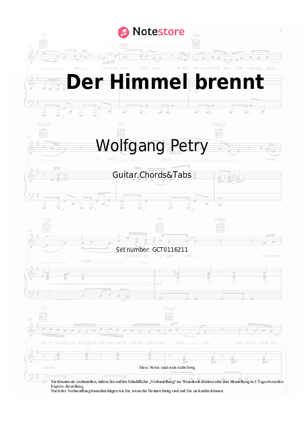 Akkorde Wolfgang Petry - Der Himmel brennt - Gitarren.Akkorde&Tabas
