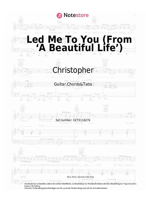 Akkorde Christopher - Led Me To You (From ‘A Beautiful Life’) - Gitarren.Akkorde&Tabas