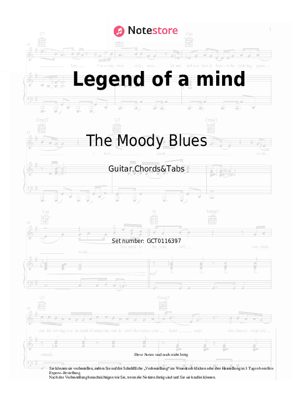 Akkorde The Moody Blues - Legend of a mind - Gitarren.Akkorde&Tabas