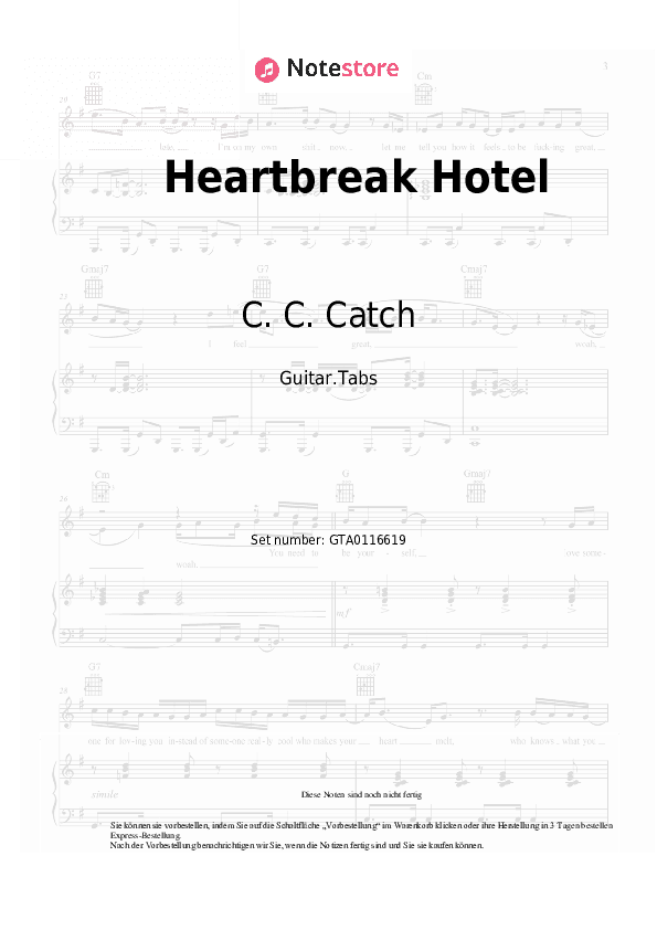 Tabs C. C. Catch - Heartbreak Hotel - Gitarre.Tabs