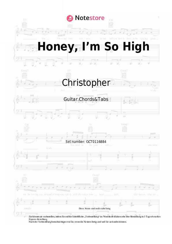 Akkorde Christopher - Honey, I’m So High (From the Netflix Film ‘A Beautiful Life`) - Gitarren.Akkorde&Tabas